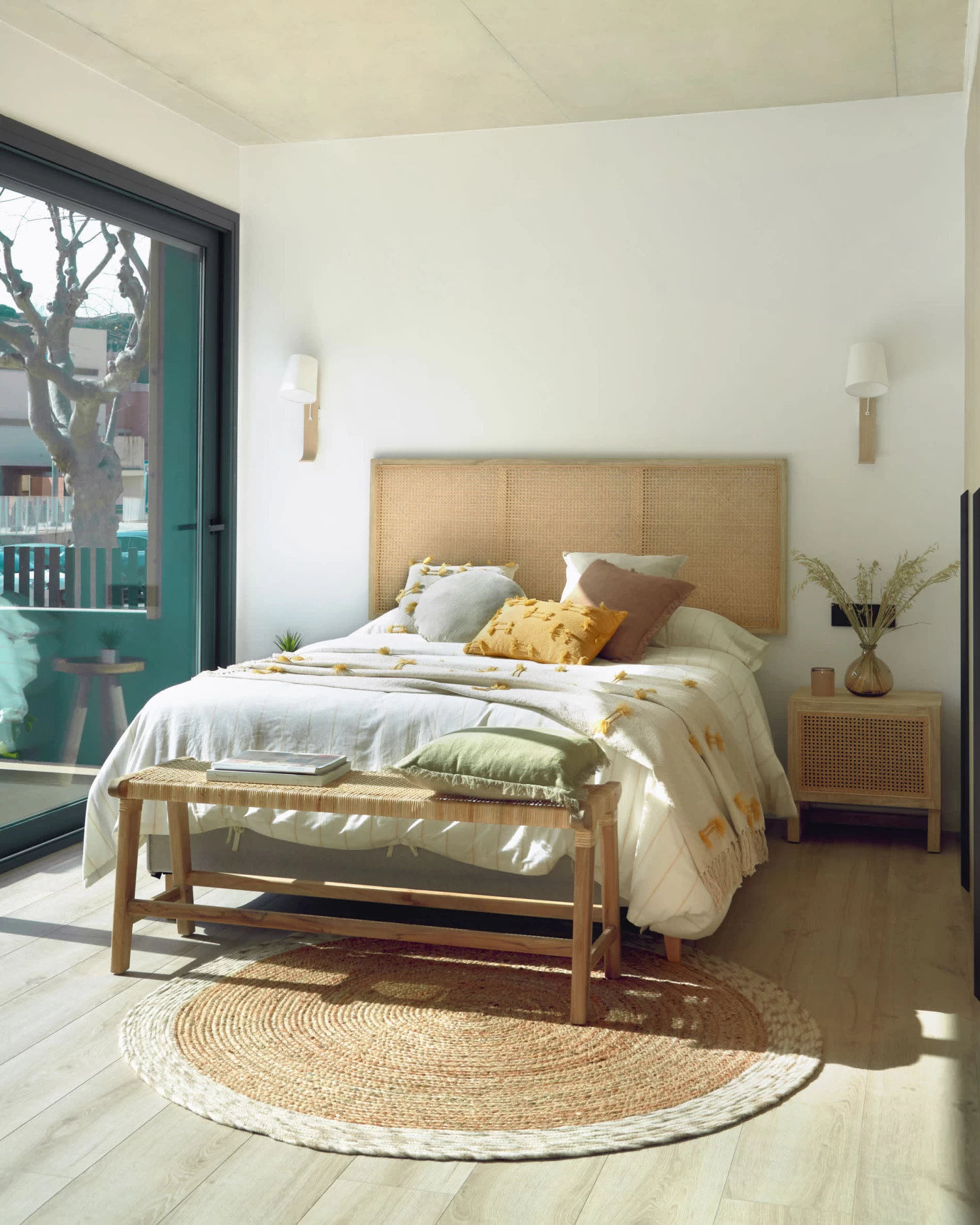 Rexit Solid Mindi Wood And Veneer Bedside Table With Rattan 50 X 48 Cm | Kave Home 10 Rexit Solid Mindi Wood And Veneer Bedside Table With Rattan 50 X 48 Cm | Kave Home - Image 8