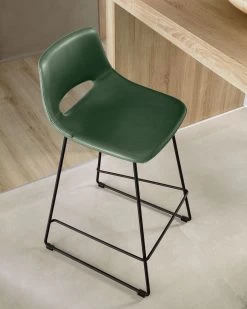 Green Synthetic Leather Zahara Barstool Height 76 Cm | Kave Home -Quality Furniture Store A000001552 6
