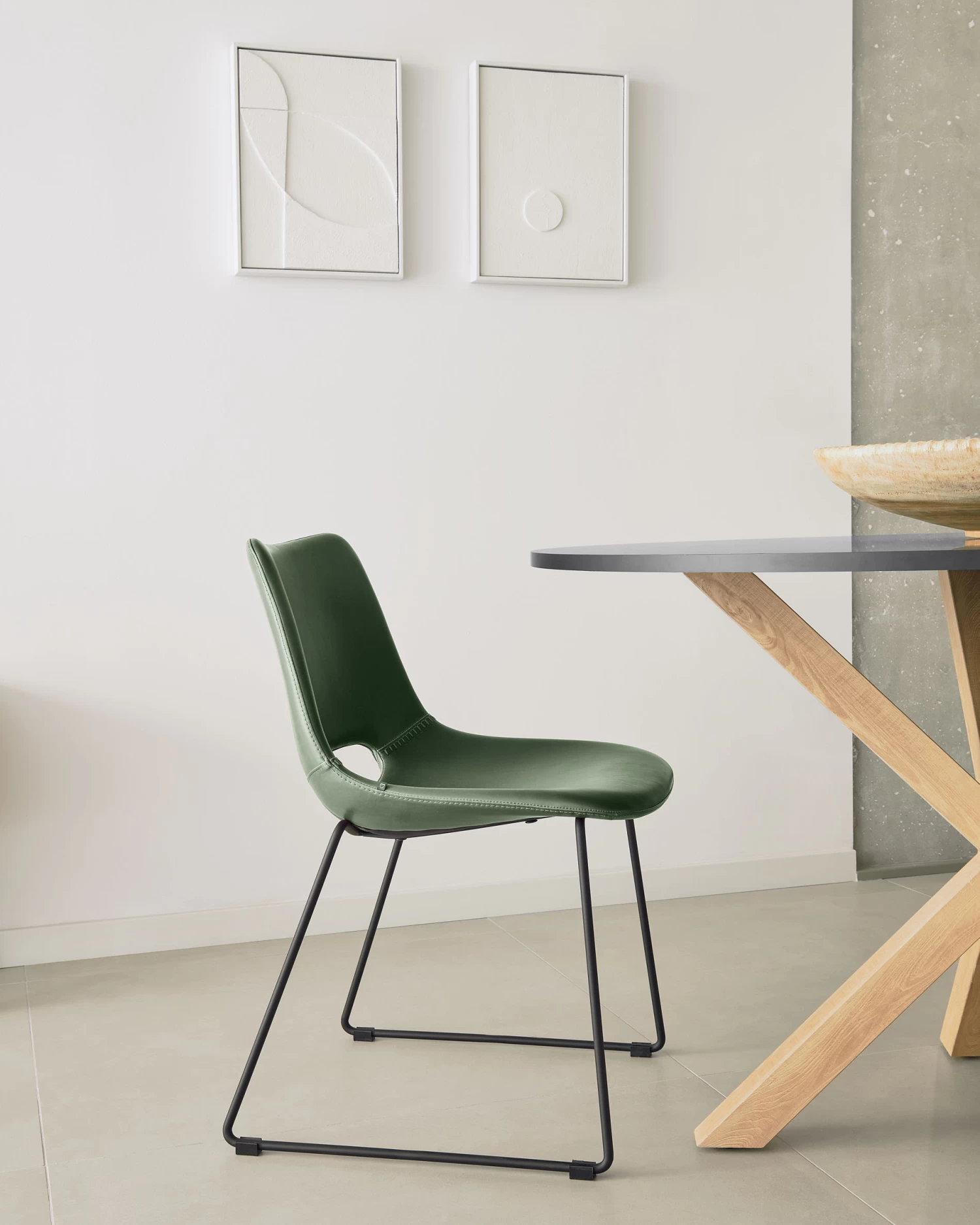 Zahara Green Chair With Steel Legs With Black Finish | Kave Home 4 Zahara Green Chair With Steel Legs With Black Finish | Kave Home - Image 2