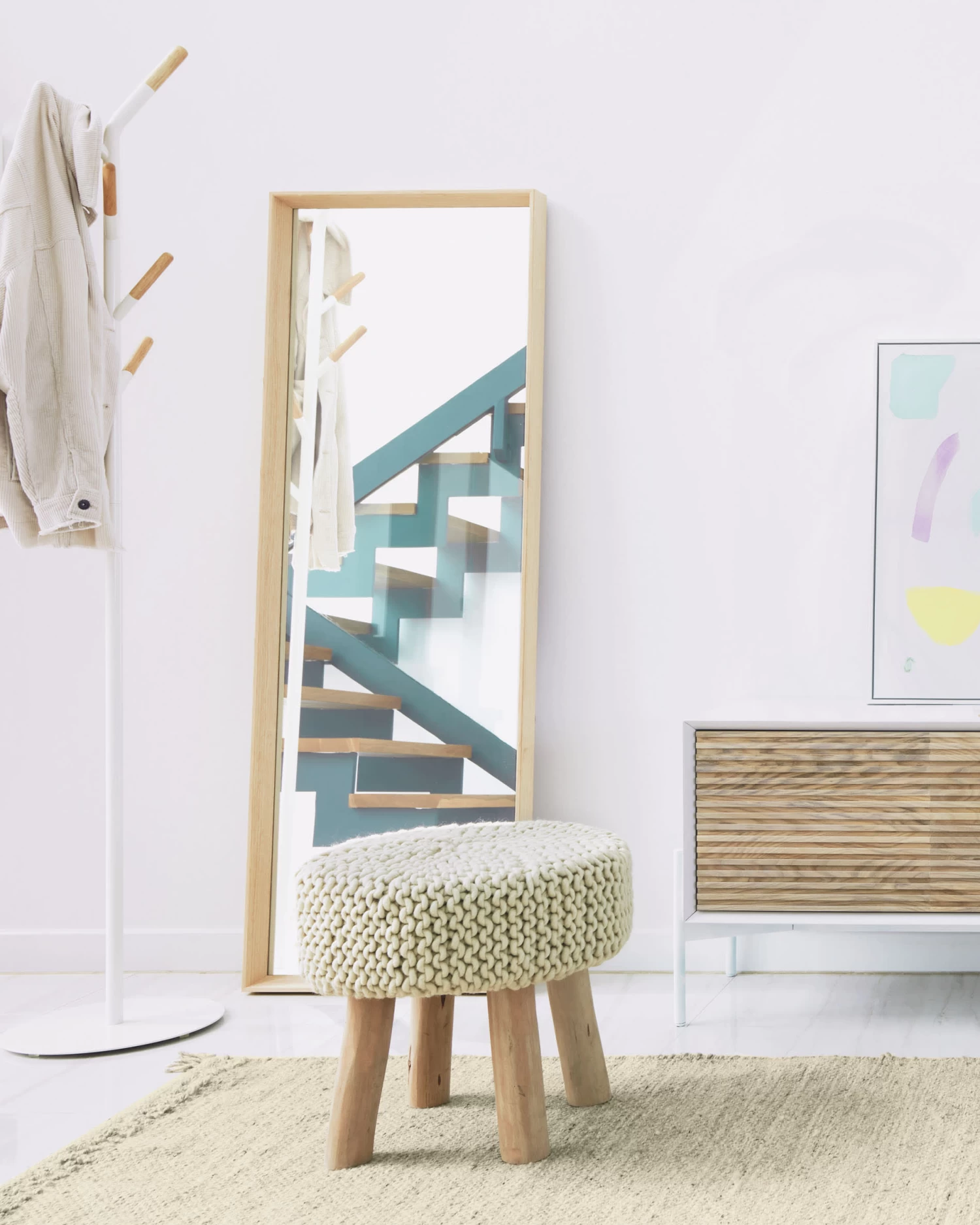 Beneda 100% Wool Footstool In White à 40 Cm | Kave Home 6 Beneda 100% Wool Footstool In White à 40 Cm | Kave Home - Image 4