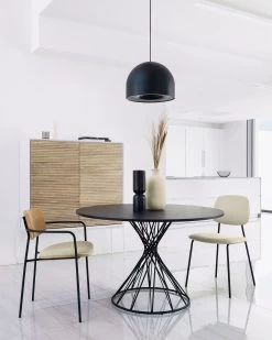 Benilda Stackable Beige Chair With Oak Veneer And Steel With Black Finish | Kave Home 19 Benilda Stackable Beige Chair With Oak Veneer And Steel With Black Finish | Kave Home -Quality Furniture Store A000001594 0