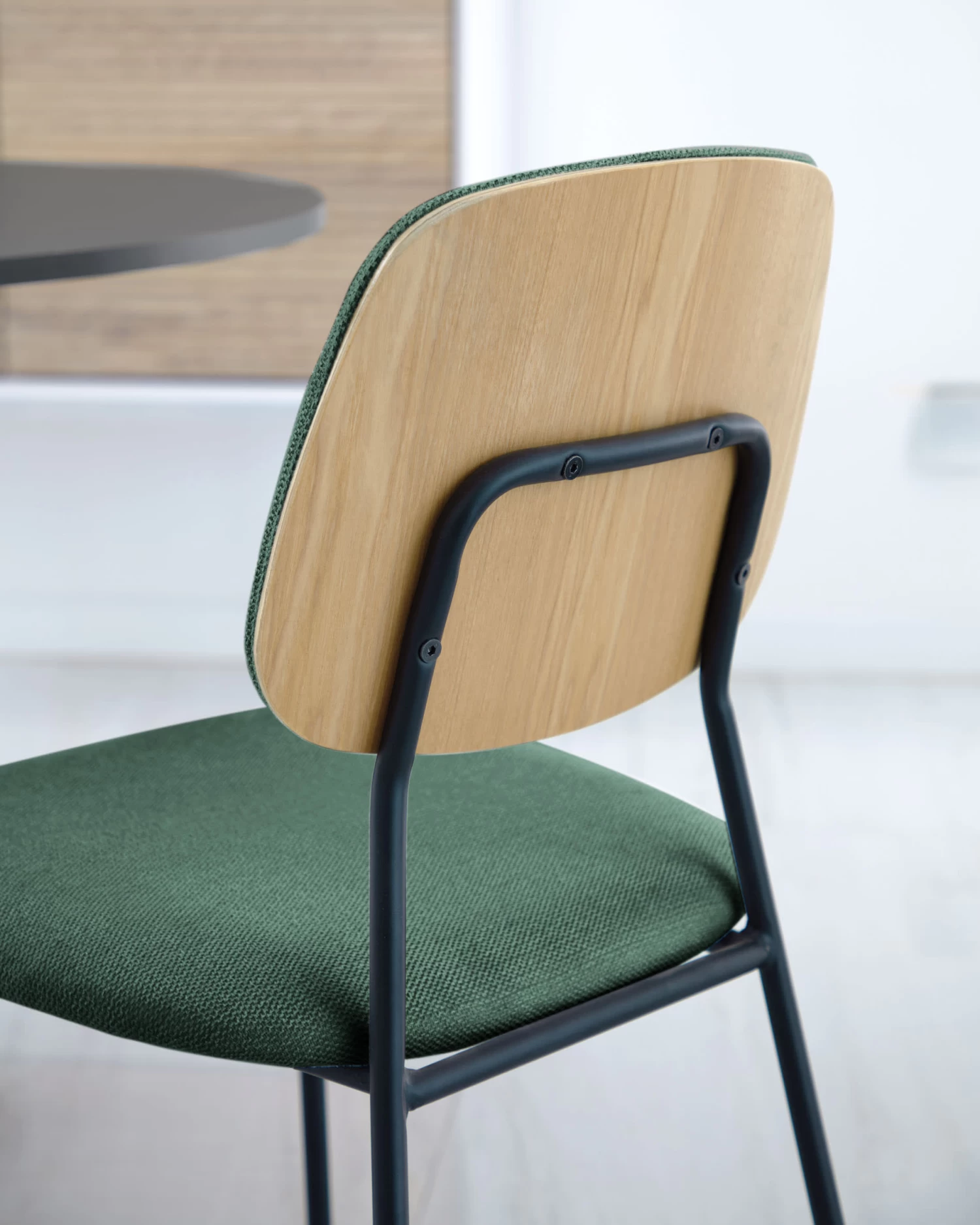 Benilda Dark Green Stackable Chair With Oak Veneer And Steel With Black Finish 4 Benilda Dark Green Stackable Chair With Oak Veneer And Steel With Black Finish - Image 2