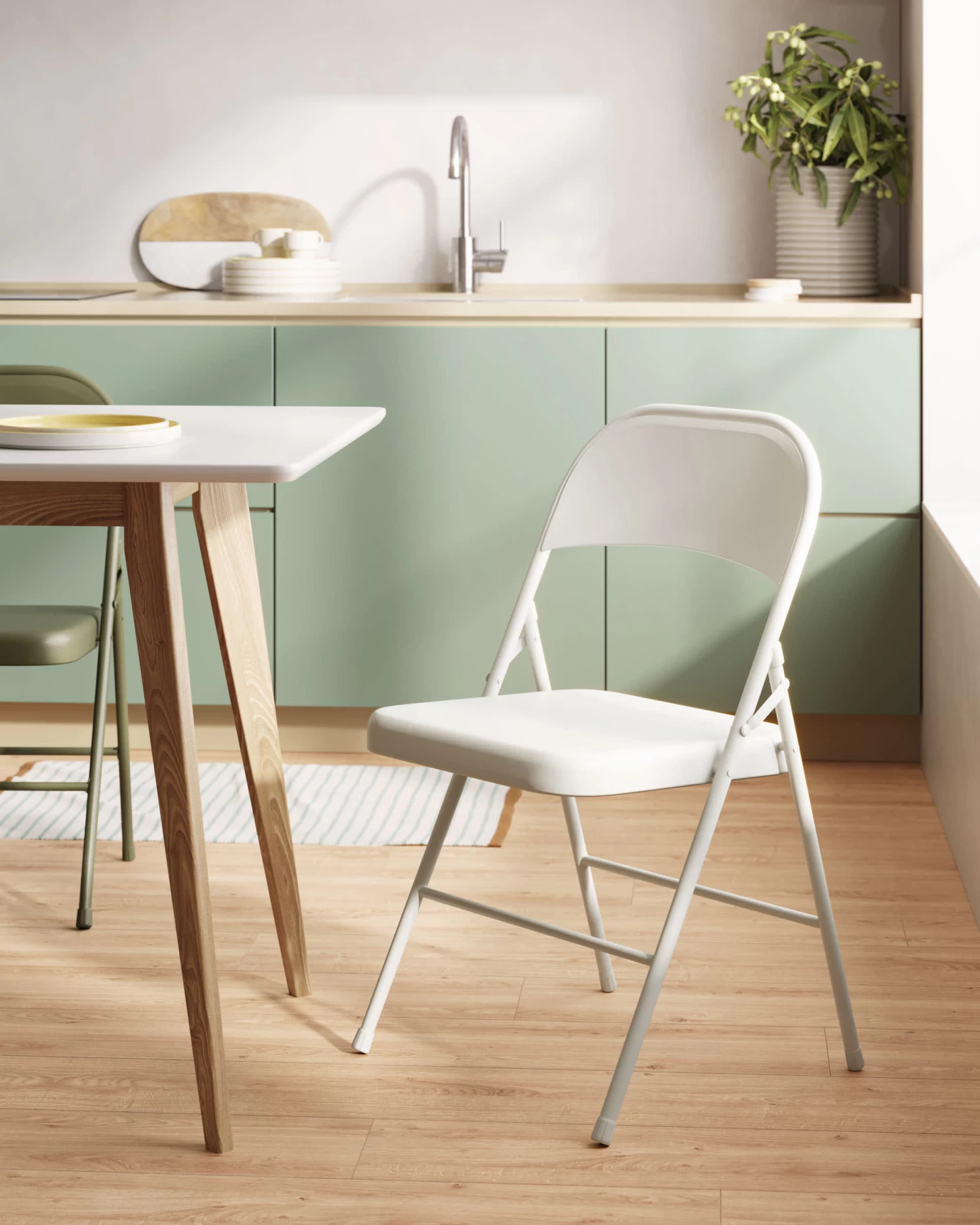 Aidana Metal Folding Chair In Light Grey | Kave Home 4 Aidana Metal Folding Chair In Light Grey | Kave Home - Image 2