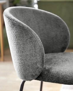 Minna Chenille Chair In Grey With Steel Legs In A Black Finish | Kave Home 14 Minna Chenille Chair In Grey With Steel Legs In A Black Finish | Kave Home -Quality Furniture Store A000001624 6