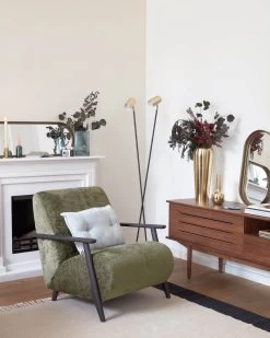 Meghan Armchair In Green Chenille And Wood With Wenge Finish | Kave Home -Quality Furniture Store A000001626 0