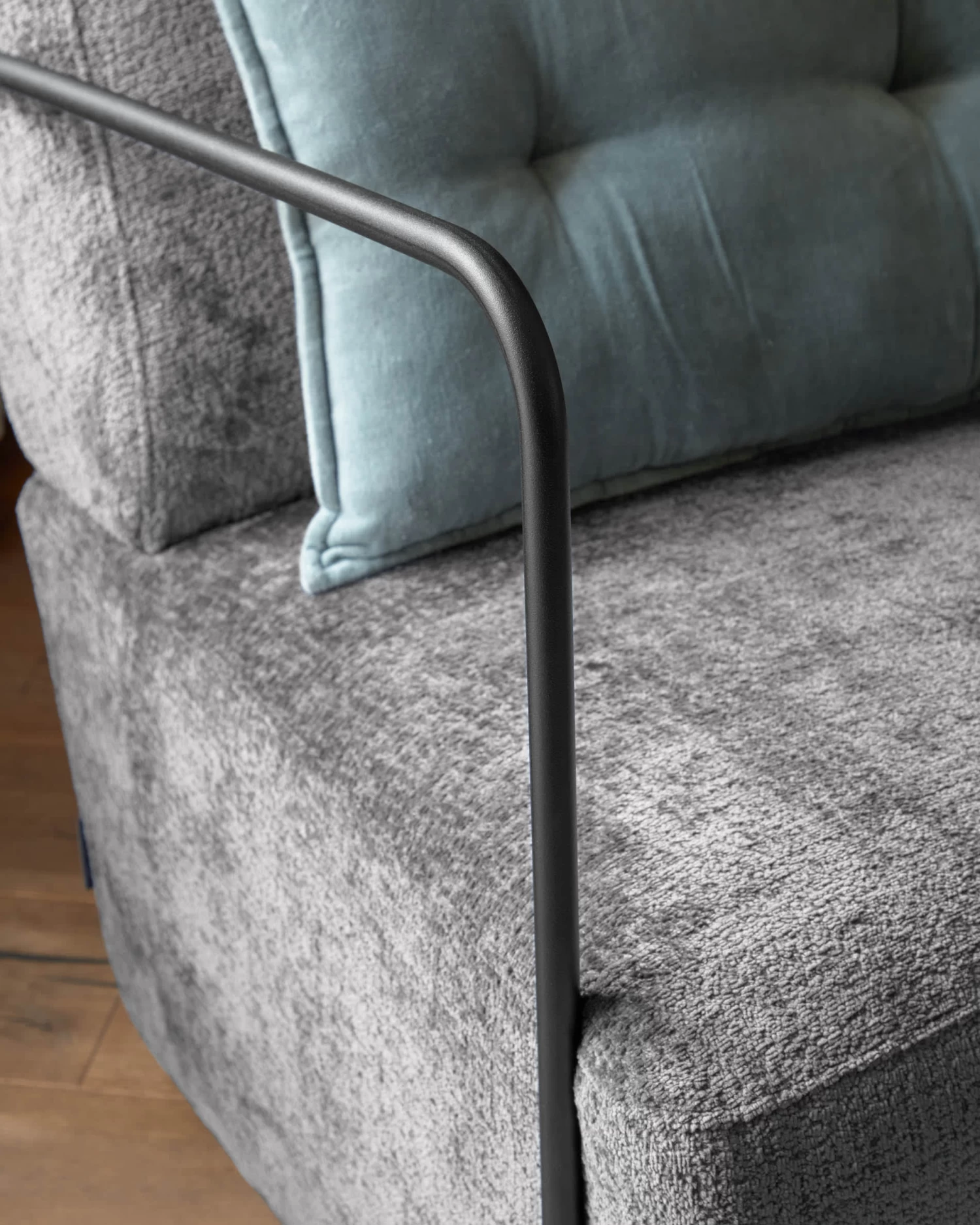 Gamer Armchair In Grey Chenille And Metal With Black Finish | Kave Home 6 Gamer Armchair In Grey Chenille And Metal With Black Finish | Kave Home - Image 4