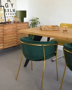 Runnie Green Velvet Chair With Steel Legs And Gold Finish | Kave Home 12 Runnie Green Velvet Chair With Steel Legs And Gold Finish | Kave Home -Quality Furniture Store A000001632 0