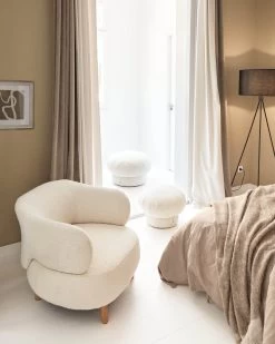 Luisa White Fleece Armchair With Solid Rubber Wood Legs. | Kave Home 14 Luisa White Fleece Armchair With Solid Rubber Wood Legs. | Kave Home -Quality Furniture Store A000001646 0