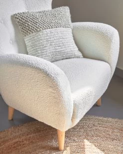 Patio Armchair In White Fleece With Solid, Natural Rubberwood Legs 15 Patio Armchair In White Fleece With Solid, Natural Rubberwood Legs -Quality Furniture Store A000001773 1