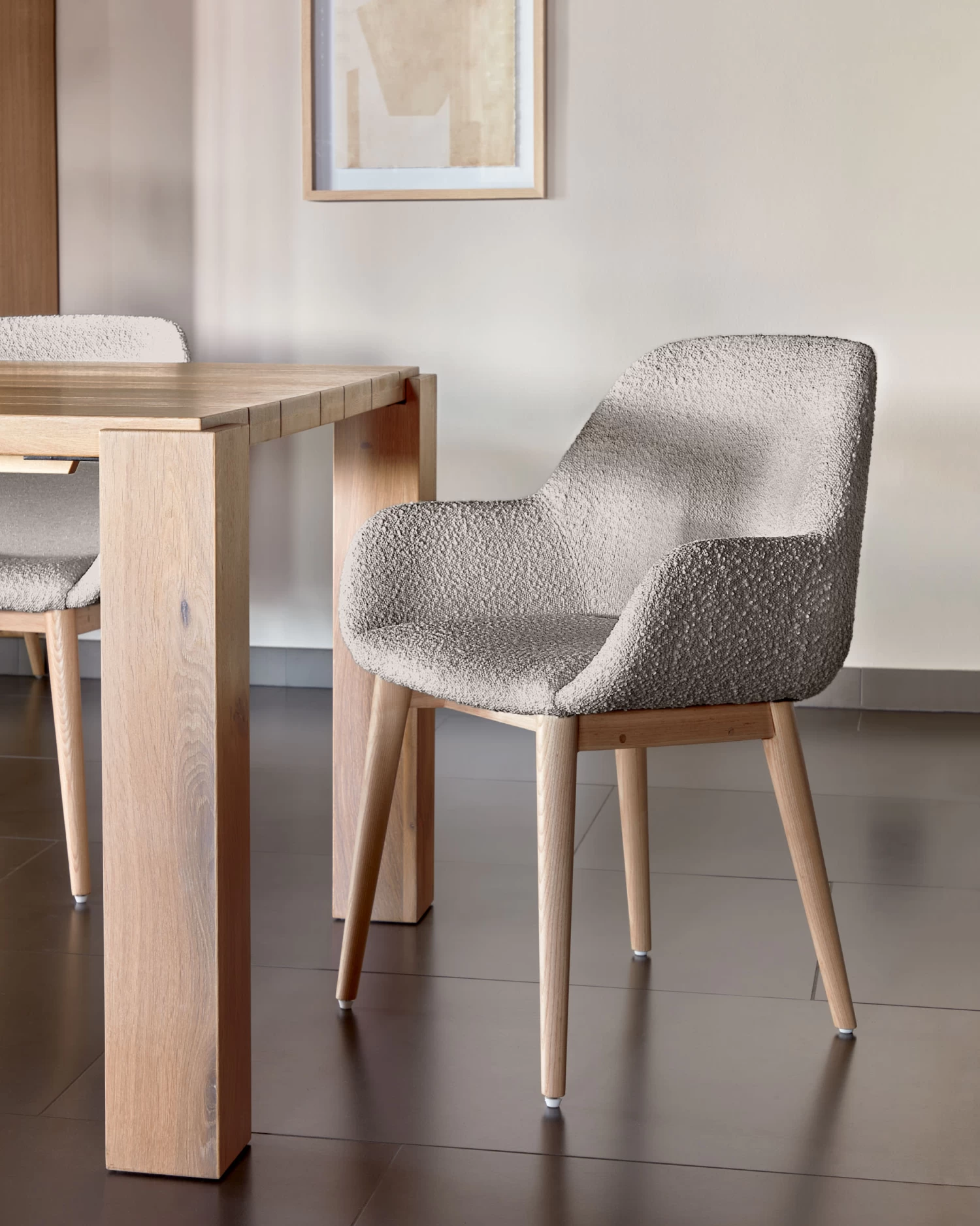 Konna Chair In Grey Fleece With Solid Ash Wood Legs In A Natural Finish | Kave Home 4 Konna Chair In Grey Fleece With Solid Ash Wood Legs In A Natural Finish | Kave Home - Image 2