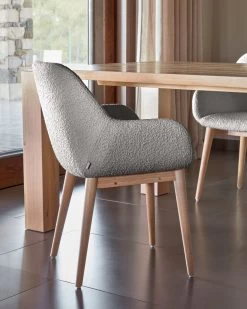 Konna Chair In Grey Fleece With Solid Ash Wood Legs In A Natural Finish | Kave Home 14 Konna Chair In Grey Fleece With Solid Ash Wood Legs In A Natural Finish | Kave Home -Quality Furniture Store A000001775 9