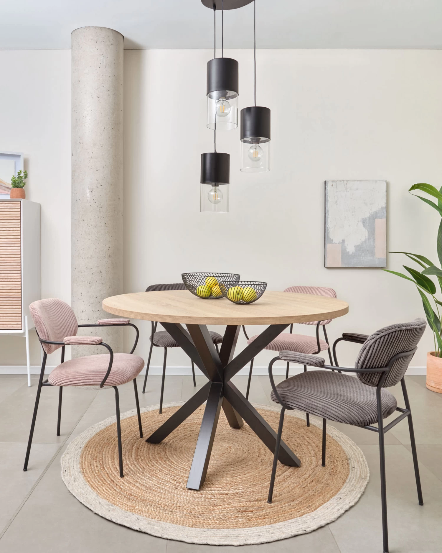 Argo Round à 119 Cm Melamine Table With Steel Legs With Black Finish | Kave Home 4 Argo Round à 119 Cm Melamine Table With Steel Legs With Black Finish | Kave Home - Image 2