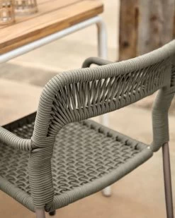 Cailin Stackable Chair In Green Cord With Galvanised Steel Legs Painted Dark Green | Kave Home 15 Cailin Stackable Chair In Green Cord With Galvanised Steel Legs Painted Dark Green | Kave Home -Quality Furniture Store A000001784 11