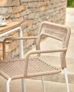 Cailin Stackable Chair In Beige Cord With Galvanised Steel Legs Painted White | Kave Home 20 Cailin Stackable Chair In Beige Cord With Galvanised Steel Legs Painted White | Kave Home -Quality Furniture Store A000001784 9