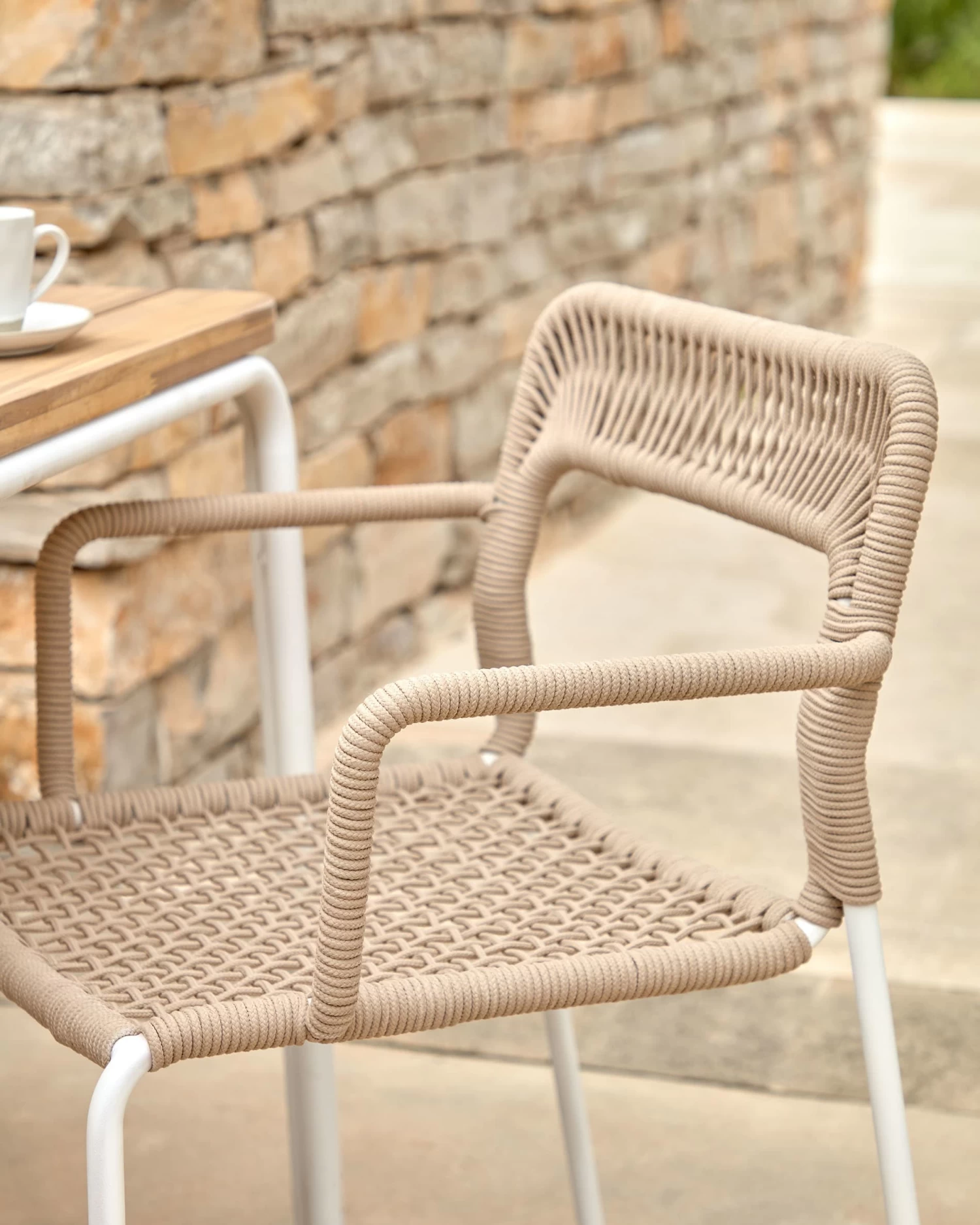 Cailin Stackable Chair In Beige Cord With Galvanised Steel Legs Painted White | Kave Home 11 Cailin Stackable Chair In Beige Cord With Galvanised Steel Legs Painted White | Kave Home - Image 9