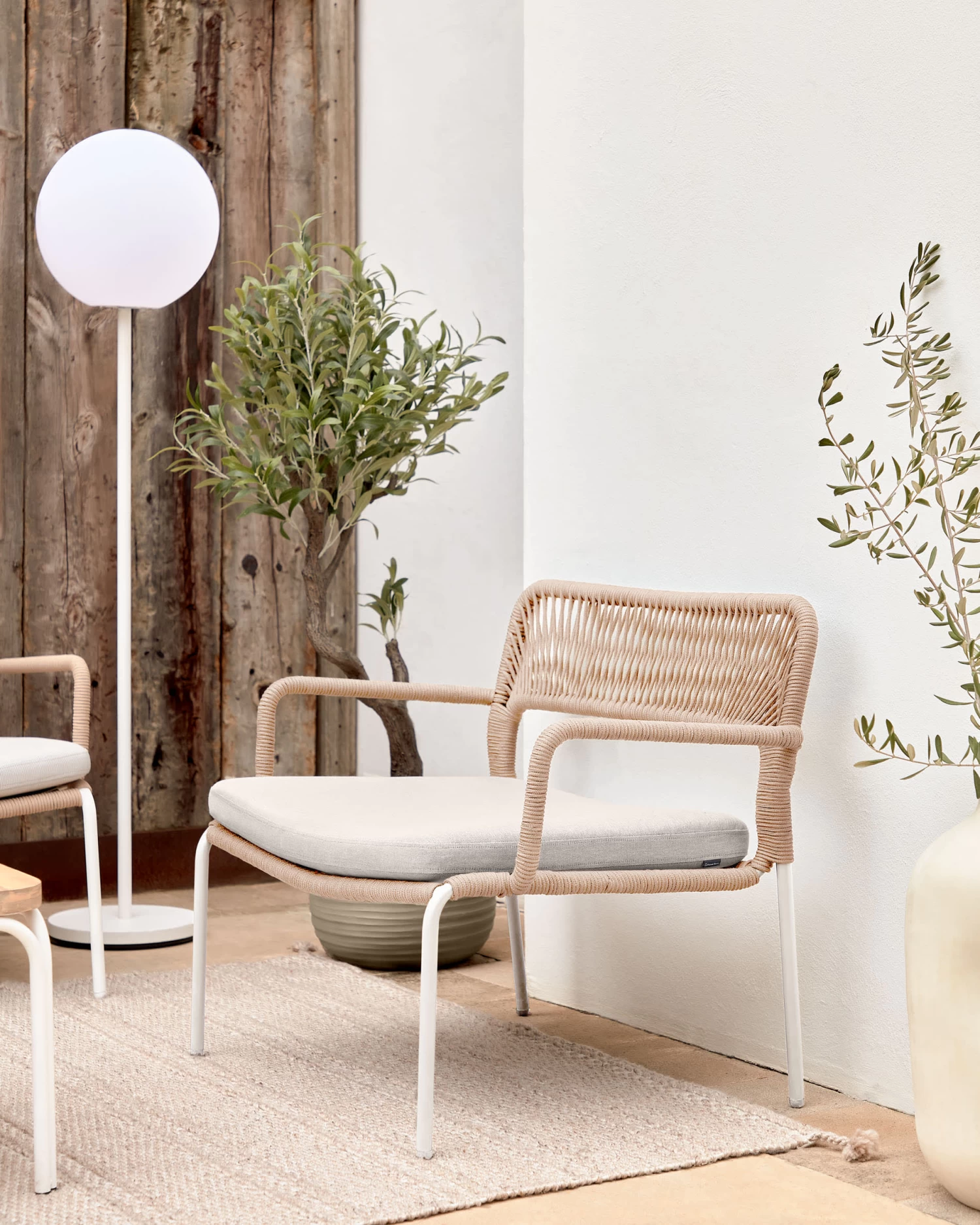 Cailin Armchair In Beige Cord With Galvanised Steel Legs Painted White | Kave Home 4 Cailin Armchair In Beige Cord With Galvanised Steel Legs Painted White | Kave Home - Image 2