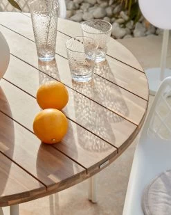 Cailin Round Table In Solid 100% FSC Acacia Wood With Steel Legs In White Ã 90 Cm | Kave Home -Quality Furniture Store A000001794 1