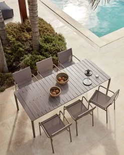 Zaltana Extendable Aluminium Outdoor Table With Matt Brown Finish 140 (200) X 90 Cm | Kave Home -Quality Furniture Store A000001796 1