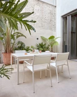Zaltana Stackable Outdoor Chair In Aluminium With A Matte White Painted Finish | Kave Home 14 Zaltana Stackable Outdoor Chair In Aluminium With A Matte White Painted Finish | Kave Home -Quality Furniture Store A000001807 6 1