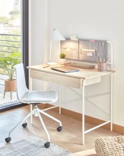 Ralfi White Desk Chair With Light Grey Seat | Kave Home -Quality Furniture Store A000001812 0