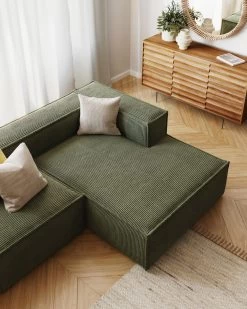 Blok 2 Seater Sofa With Right Side Chaise Longue In Green Wide Seam Corduroy 240 Cm | Kave Home 15 Blok 2 Seater Sofa With Right Side Chaise Longue In Green Wide Seam Corduroy 240 Cm | Kave Home -Quality Furniture Store A000001833 16