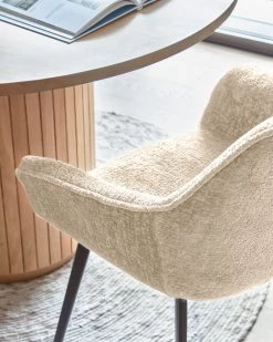 Amira Chair In Beige Chenille With Steel Legs With Black Finish | Kave Home -Quality Furniture Store A000001840 10