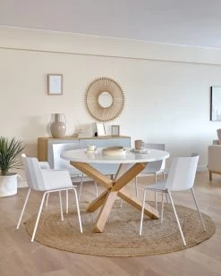 Lotus Table In White With Solid Oak Legs Ã 120 Cm | Kave Home -Quality Furniture Store A000001855 0