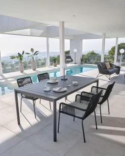 Samanta Stackable Chair Made From Black Cord And Galvanised Steel Legs. | Kave Home 15 Samanta Stackable Chair Made From Black Cord And Galvanised Steel Legs. | Kave Home -Quality Furniture Store A000001862 3