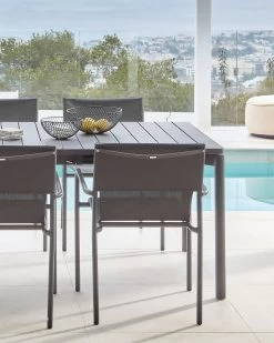 Zaltana Stackable Outdoor Chair In Aluminium With A Matt Dark Grey Painted Finish | Kave Home -Quality Furniture Store A000001863 6
