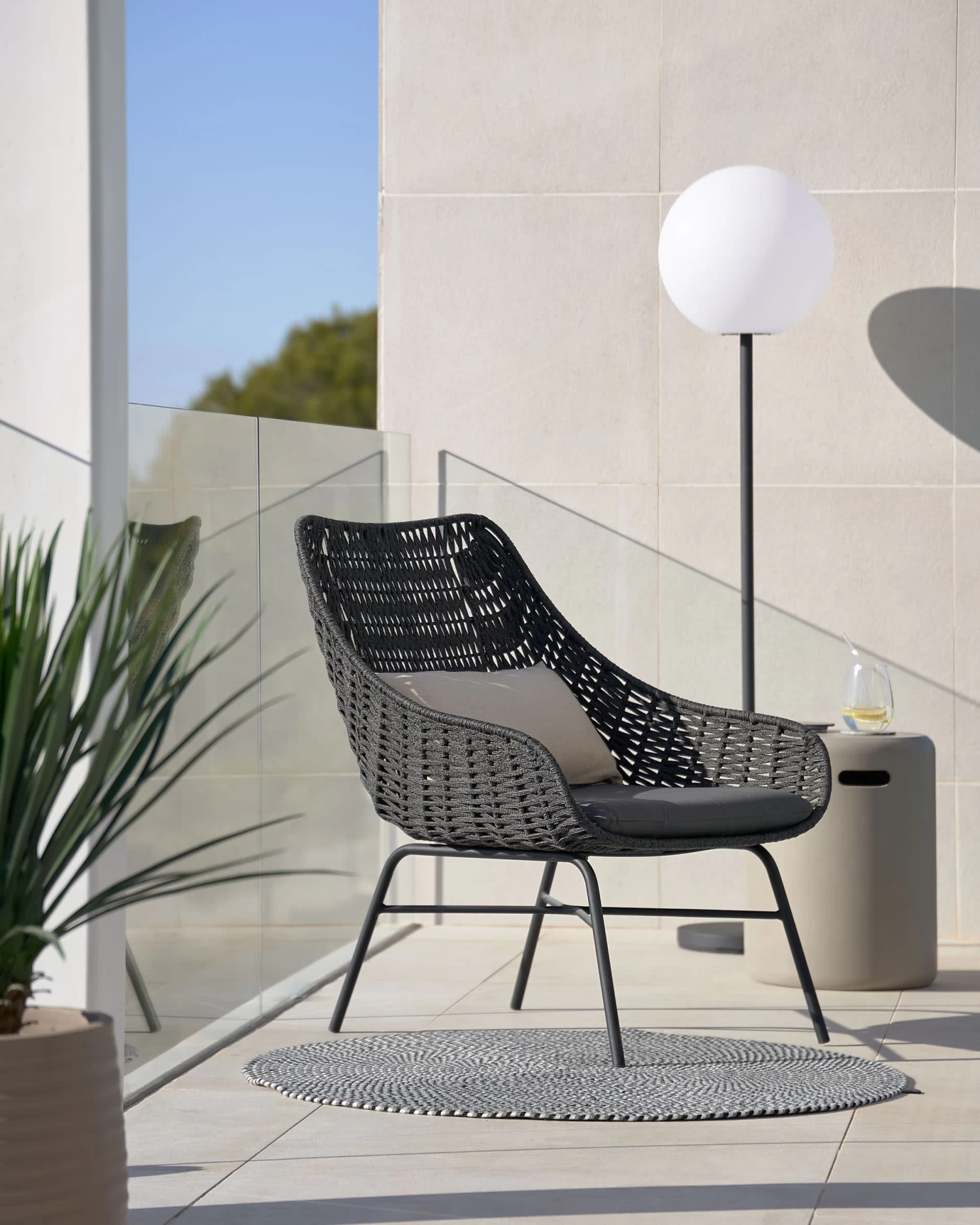 Abeli Cord Armchair In Black 3 Abeli Cord Armchair In Black - Image 2