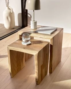 Zuleika Set Of 2 Nesting Side Tables Made From Solid Acacia Wood 50 X 42 / 34 X 42 Cm | Kave Home -Quality Furniture Store A000001880 3