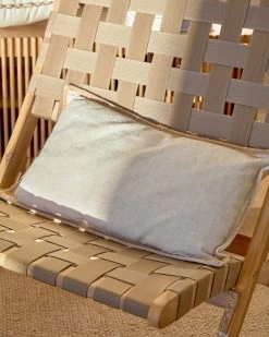 Chabeli Acacia Wood Folding Chair In Acacia Wood And Beige Cord FSC 100% | Kave Home -Quality Furniture Store A000001883 1