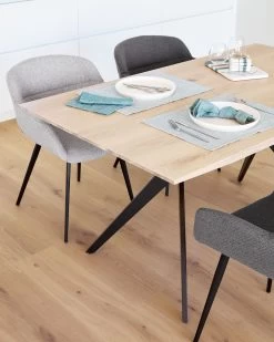 Amethyst Oak Veneer Table With A Whitewashed Finish And Black Steel Legs 160 X 90 Cm | Kave Home 11 Amethyst Oak Veneer Table With A Whitewashed Finish And Black Steel Legs 160 X 90 Cm | Kave Home -Quality Furniture Store A000001892 1