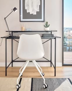 Galatia Black Melamine Desk With Metal Legs In Black Finish 120 X 60 Cm | Kave Home -Quality Furniture Store A000001896 5