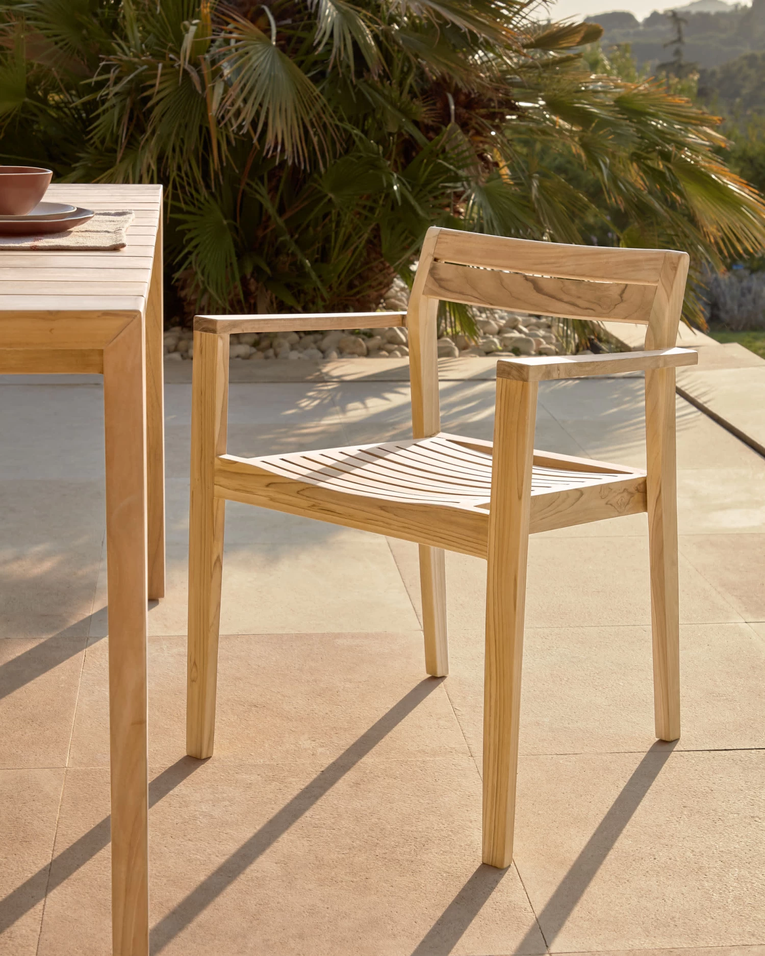 Victoire Stackable Solid Teak Outdoor Chair | Kave Home 4 Victoire Stackable Solid Teak Outdoor Chair | Kave Home - Image 2