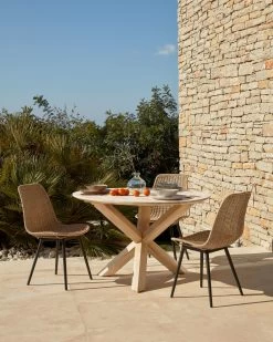 Equal Outdoor Chair In Synthetic Rattan With Aluminium Legs In A Black Finish | Kave Home -Quality Furniture Store A000001932 0 1