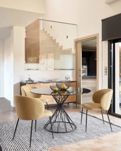 Minna Mustard Chair With Steel Legs With Black Finish | Kave Home -Quality Furniture Store A000001946 0