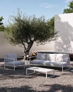 Comova 100% Outdoor 3-seater Sofa In White And White Aluminium 222 Cm | Kave Home -Quality Furniture Store A000001952 3 1