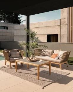 Belleny 3 Seater Sofa In Beige Cord And Solid Acacia Wood 176 Cm FSC 100% | Kave Home -Quality Furniture Store A000001968 3