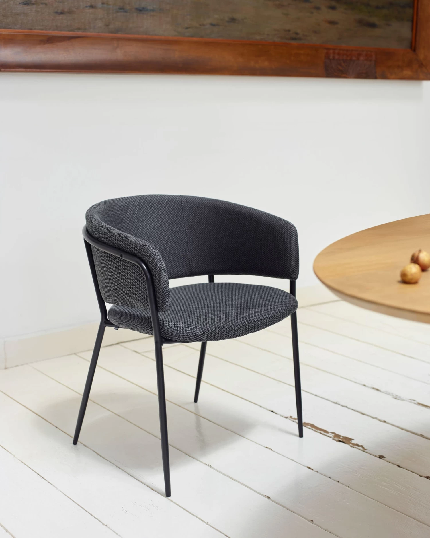 Runnie Chair In Dark Grey With Steel Legs With Black Finish | Kave Home 4 Runnie Chair In Dark Grey With Steel Legs With Black Finish | Kave Home - Image 2