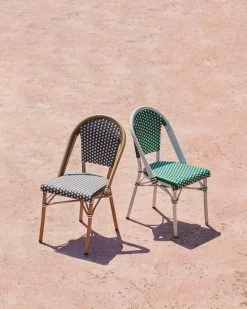 Marilyn Stackable Outdoor Bistro Chair In Aluminium And Synthetic Rattan, Brown & White -Quality Furniture Store A000002003 7