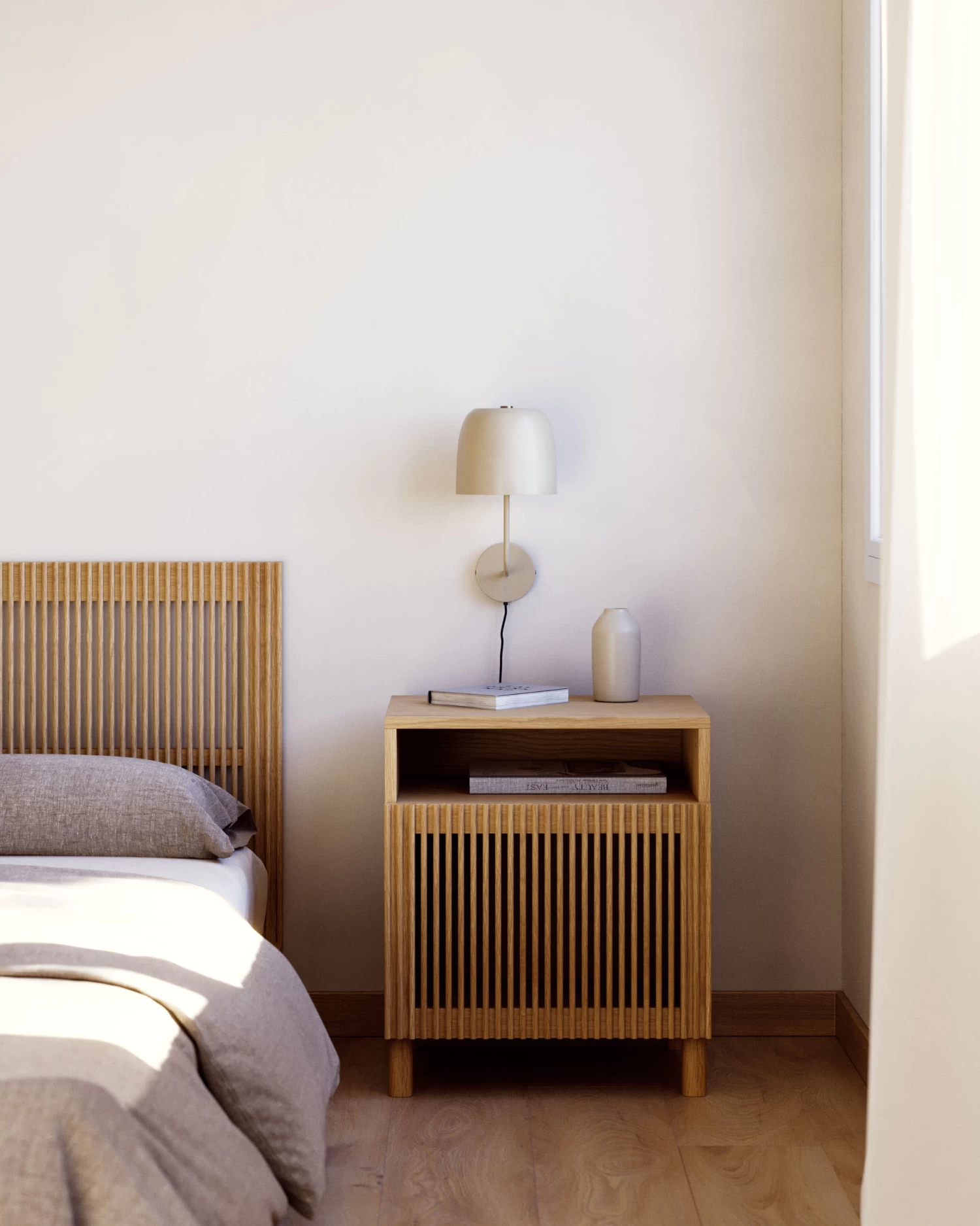 Beyla Solid Ash Wood Beside Table With Oak Veneer 53 X 62 Cm | Kave Home 3 Beyla Solid Ash Wood Beside Table With Oak Veneer 53 X 62 Cm | Kave Home - Image 2