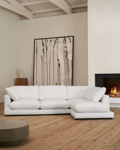 Gala 4 Seater Sofa With Right Side Chaise Longue In White 300 Cm | Kave Home 13 Gala 4 Seater Sofa With Right Side Chaise Longue In White 300 Cm | Kave Home -Quality Furniture Store A000002044 12
