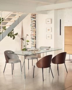 Eamy Light Brown Chair In An Ash Wood Veneer With A Wenge Finish And Black Metal | Kave Home 15 Eamy Light Brown Chair In An Ash Wood Veneer With A Wenge Finish And Black Metal | Kave Home -Quality Furniture Store A000002049 4