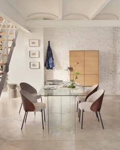 Eamy Light Brown Chair In An Ash Wood Veneer With A Wenge Finish And Black Metal | Kave Home 20 Eamy Light Brown Chair In An Ash Wood Veneer With A Wenge Finish And Black Metal | Kave Home -Quality Furniture Store A000002049 5