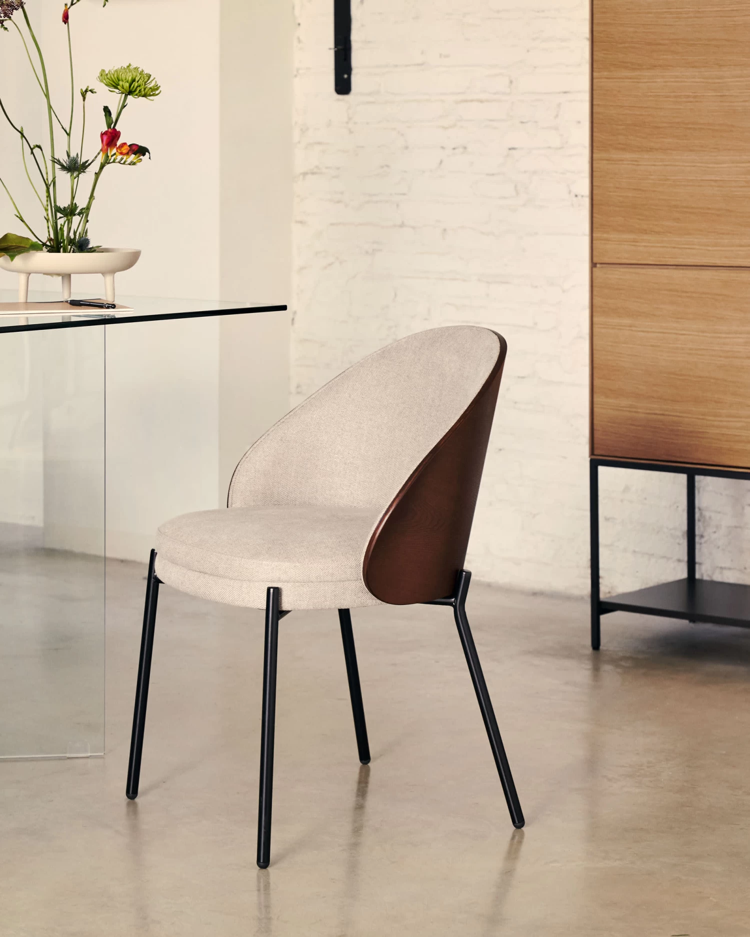 Eamy Light Brown Chair In An Ash Wood Veneer With A Wenge Finish And Black Metal | Kave Home 4 Eamy Light Brown Chair In An Ash Wood Veneer With A Wenge Finish And Black Metal | Kave Home - Image 2