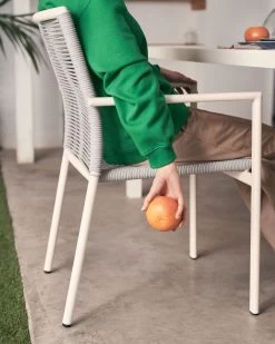 Culip Aluminium And Cord Stackable Outdoor Chair In White | Kave Home -Quality Furniture Store A000002057 7