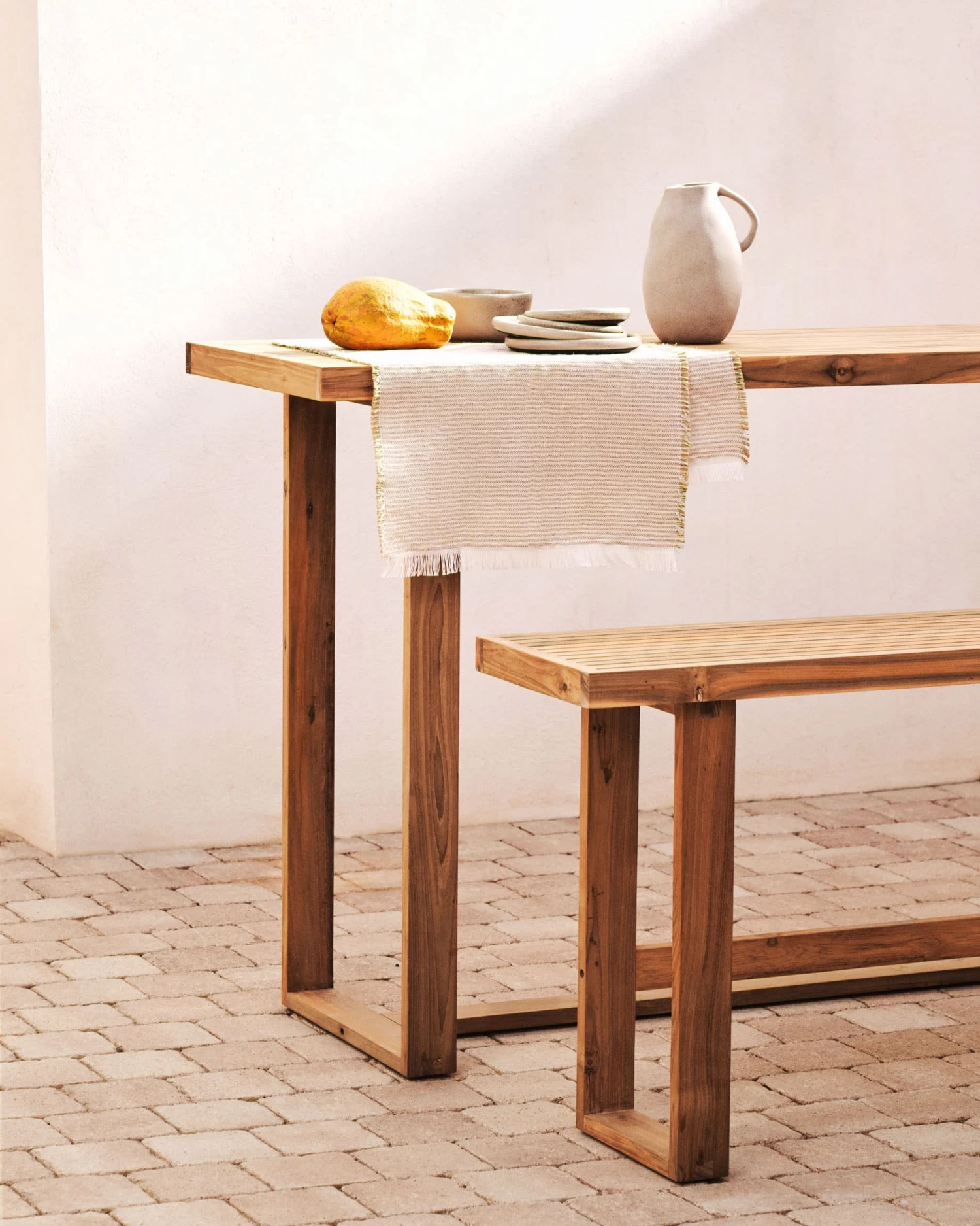 Canadell 100% Outdoor Solid Recycled Teak Bar Table 140 X 70 Cm | Kave Home 4 Canadell 100% Outdoor Solid Recycled Teak Bar Table 140 X 70 Cm | Kave Home - Image 2