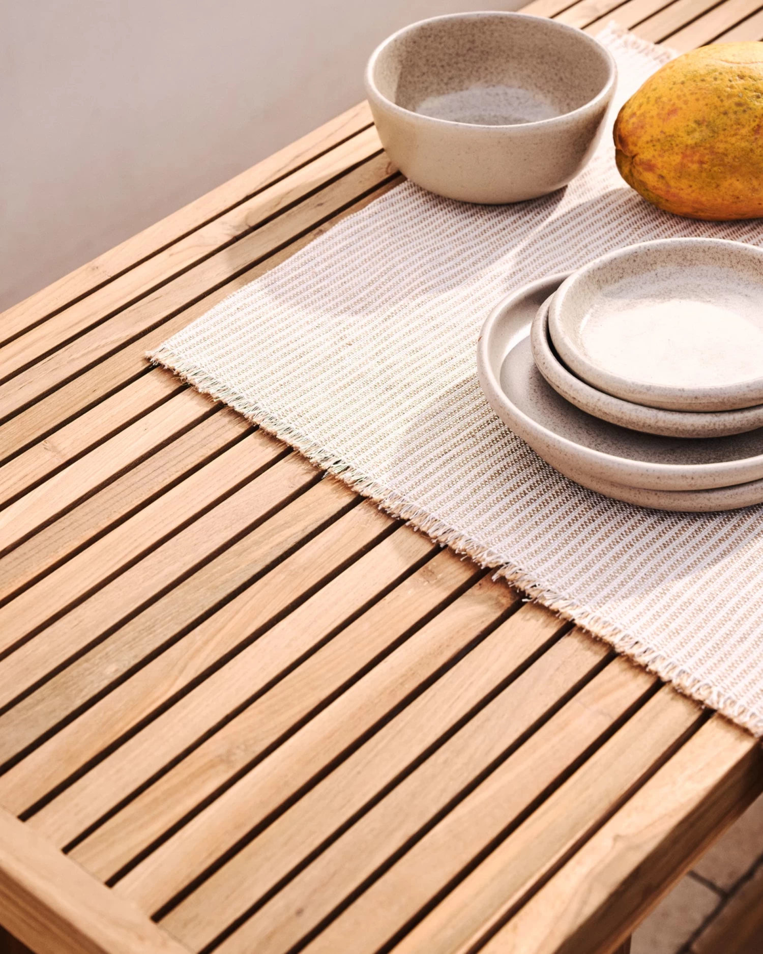 Canadell 100% Outdoor Solid Recycled Teak Bar Table 140 X 70 Cm | Kave Home 5 Canadell 100% Outdoor Solid Recycled Teak Bar Table 140 X 70 Cm | Kave Home - Image 3