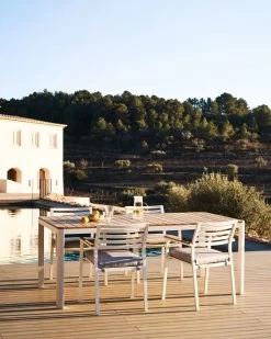 Bona Aluminium Stackable Garden Chair With A White Finish And Solid Teak Wood Armrests | Kave Home 14 Bona Aluminium Stackable Garden Chair With A White Finish And Solid Teak Wood Armrests | Kave Home -Quality Furniture Store A000002066 1